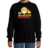 Funny emoticon sweater Mr. Right zwart kids - thumbnail