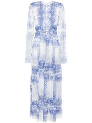 Philosophy Di Lorenzo Serafini Maxi-jurk met bloemenprint - Blauw Philosophy Di Lorenzo Serafini Maxi-jurk met bloemenprint - Blauw