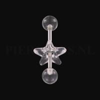 Tongpiercing acryl met donut ster doorzichtig