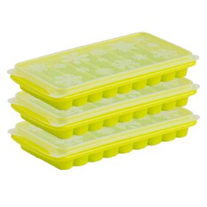 3x stuks Trays met Flessenhals ijsblokjes/ijsklontjes staafjes vormpjes 10 vakjes kunststof groen