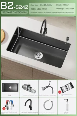Luxe Waterval Keukenspoelbak - Zwart RVS | Enkelbak | Onderbouw | Inclusief Kraan & Zeepdispenser Luxe Waterval Keukenspoelbak - Zwart RVS | Enkelbak | Onderbouw | Inclusief Kraan & Zeepdispenser
