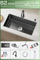 Luxe Waterval Keukenspoelbak - Zwart RVS | Enkelbak | Onderbouw | Inclusief Kraan & Zeepdispenser