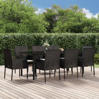 9-delige Tuinset poly rattan zwart