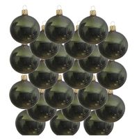 18x Glazen kerstballen glans donkergroen 8 cm kerstboom versiering/decoratie   -