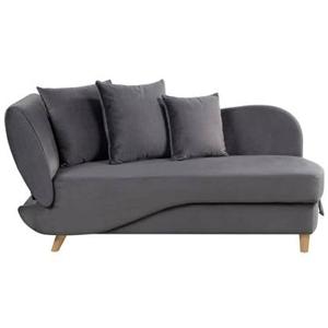 Beliani-MERI II-Chaise longue opberg-Donkergrijs-Linkerzijde-Fluweel