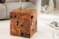 Massieve bijzettafel SQUARE 40cm teakhouten kubuskruk - 39226