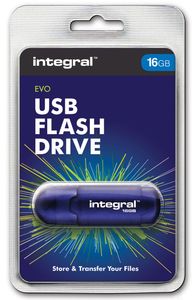 Integral 16GB USB2.0 DRIVE EVO BLUE USB flash drive USB Type-A 2.0 Blauw