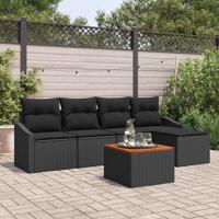 Tuinbankenset met kussen 6 pcs Zwart poly rattan