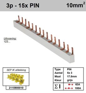SEP Verdeelkam 3f pin 15 mod 18mm grijs P03015G00