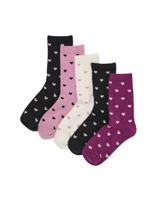 HEMA Damessokken hartjes - 5 paar zwart (zwart)