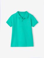 Poloshirt met korte mouwen voor jongens met borduurwerk op de borst smaragdgroen
