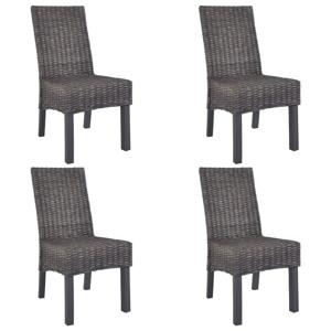 Eetkamerstoelen 4 st kubu rattan en mangohout bruin SKU: V275467