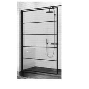 Novellini Kuadra inloopdouche 160 ver.157-160 stripes motief zwart mat zwart kuadh160-82h