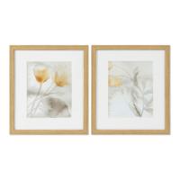 Schilderij DKD Home Decor Drawed Leaf 33 x 3 x 38 cm Traditioneel Blad van een plant (2 Stuks)