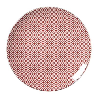 Ontbijtbord Mirna ruit - rood/wit - ø22x2 cm