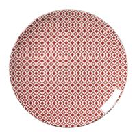 Ontbijtbord Mirna ruit - rood/wit - ø22x2 cm