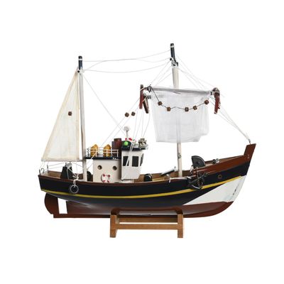 Vissersboot schaalmodel - Hout - 32 x 10 x 28 cm - Maritieme boten decoraties voor binnen