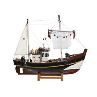 Vissersboot schaalmodel - Hout - 32 x 10 x 28 cm - Maritieme boten decoraties voor binnen - thumbnail