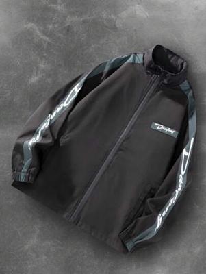 Bon&Bon Men's Colorblock Letter Print Windbreaker Jacket | White Black / S