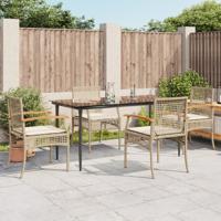 5-delige Tuinset met kussens poly rattan beige