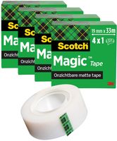 Scotch Magic Tape plakband ft 19 mm x 33 m, pak van 4 rollen