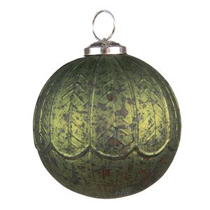 HAES DECO - Kerstbal Ø 10x10 cm - Groen - Kerstversiering, Kerstdecoratie, Decoratie Hanger, Kerstboomversiering