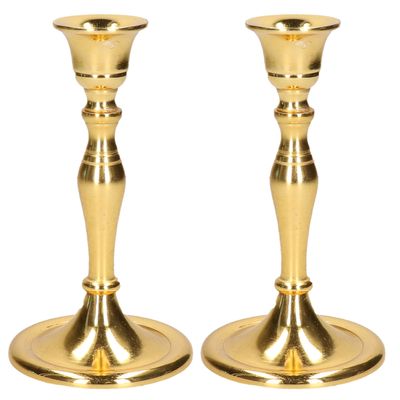 Set van 2x stuks luxe kaarsenhouder/kandelaar klassiek goud metaal 10 x 10 x 17 cm