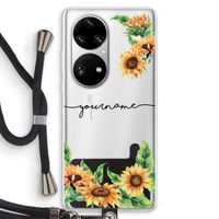 Zonnebloemen: Huawei P50 Pro Transparant Hoesje met koord