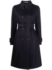 Herno trench croisé à taille ceinturée - Bleu