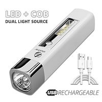 led-zaklamp oplaadbare zaklamp 4 verlichtingsmodi met cob zijlicht powerbank campingavontuur draagbare buitenverlichting Lightinthebox - thumbnail