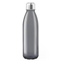 Glazen waterfles/drinkfles met RVS dop - zwart transparant - 650 ml - Sportfles - Bidon