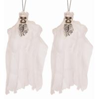 Faram Party Horror decoratie - 2x - Hangend skelet bruidje - 30 cm - Halloween thema versiering popp