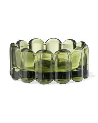051 Kaarsonderzetter ⌀10cm Glas Ribbel Groen (groen)