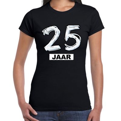 25 jaar verjaardag cadeau t-shirt zwart voor dames