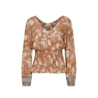 Cream top Johui met all over print oranje - thumbnail