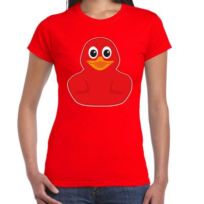 Verkleed T-shirt dames - rood - eend - Carnaval/themafeesten