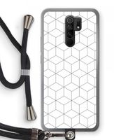 Zwart-witte kubussen: Xiaomi Redmi 9 Transparant Hoesje met koord