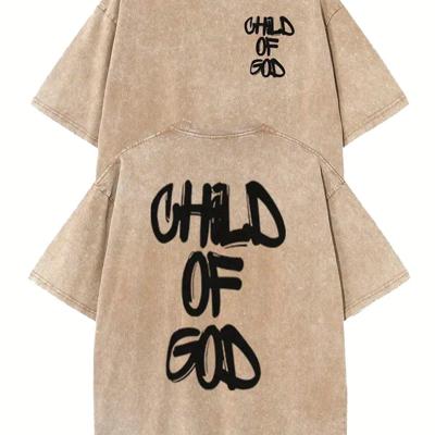 Men's Oversized Washed Cotton T-Shirt | Dark Grey Graphic Tee Khaki / XL