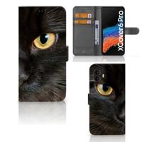 Samsung Galaxy Xcover 6 Pro | Telefoonhoesje | Met pasjeshouder | Zwarte Kat