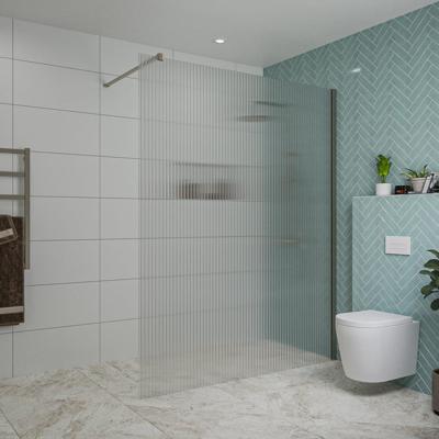 Fortifura Galeria inloopdouche - 160x200cm - ribbelglas - wandarm - Geborsteld Gunmetal PVD SW797956/SW797907