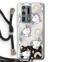 Rainbow Unicorn: Huawei P40 Pro Plus Transparant Hoesje met koord