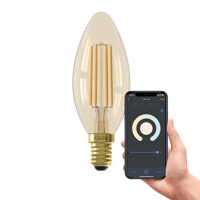 Smart LED Filament Lamp - E14 - Kaars - Goud