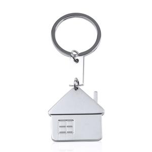 Sleutelhanger met huisje - metaal - 3,5 cm - woning - nieuw huis - makelaar cadeau