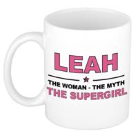 Leah cadeau mok - Woman Myth Supergirl - naam koffiemok - 300 ml - collega - moederdag