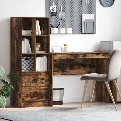 Bureau met lade 2 pcs Gerookt eiken