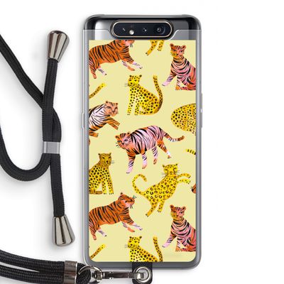Cute Tigers and Leopards: Samsung Galaxy A80 Transparant Hoesje met koord
