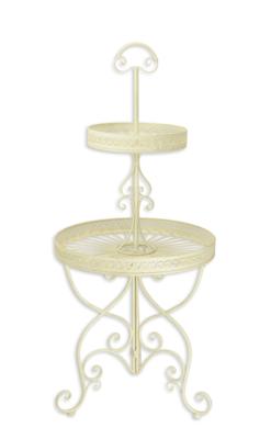 A 2-TIER ROUND IRON ETAGÈRE - WHITE