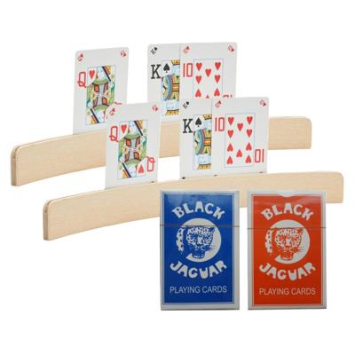 Engelhart Speelkaarten houders - 2x stuks - van hout - 35 cm - met een setje speelkaarten