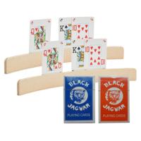 Engelhart Speelkaarten houders - 2x stuks - van hout - 35 cm - met een setje speelkaarten