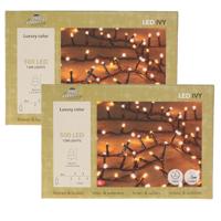 Kerstverlichting Ivy - 2x - 500 led lampjes - warm wit - 1200 cm - lichtsnoer